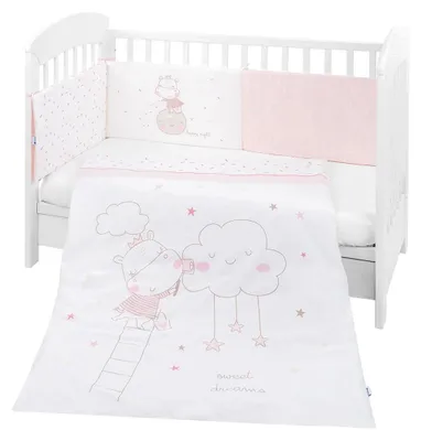 Produktbild von Kikkaboo Bettwäsche 4-teilig Decke 135 x 95 cm, Bezug, Nestchen Bett 140 x 70 cm rosa