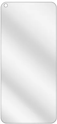 A clear, digital rendering of a screen protector for a smartphone.
