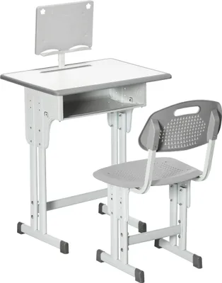 A school desk and chair set.