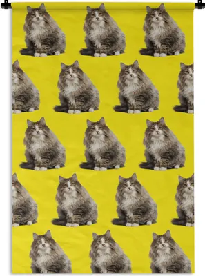 Produktbild von MuchoWow® Wandteppich Wandbehang Haustiere - Gelb - Muster 90x135 cm Tapisserie Dekoration Wandtuch - Baumwolle - Wandskulptur