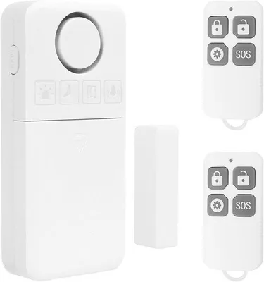 Productafbeelding van Deuralarm - Veiligheidssensor - Huis Beveiligen - 135 dB Geluid - 2 Afstandsbedieningen - Wit