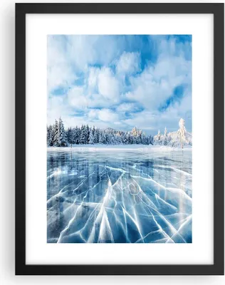 Produktbild von Gerahmtes Poster - Schwarzer Rahmen - Wald Eis See - 30x40 cm - Wand Bild - Wanddeko - Wandbilder - Kunstposter - Wandposter - Bilderrahmen - Bilder - Kunstdruck - Wandbild - P2BPA30x40-4181