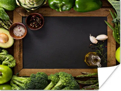 Produktbild von MuchoWow® Poster Obst - Kreidetafel - Gemüse 80x60 cm - Kunst für zu Hause
