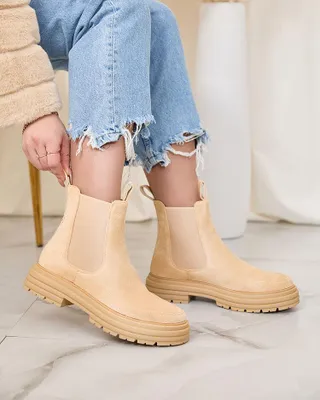 Produktbild von Royalfashion Beige Damenstiefel mit Zierriemen Loffdo, Größe 40