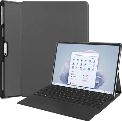 Zdjęcie produktu dla Pokrowiec na tablet Microsoft Surface Pro 9 13 cali 2022 Slim z funkcją podstawki i funkcją automatycznego usypiania/budzenia, szary