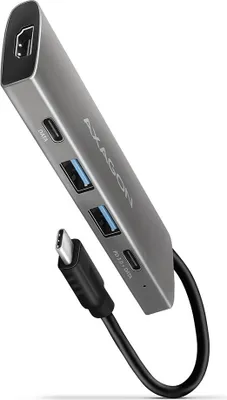 Immagine prodotto di AXAGON Axagon HMC-5G2 dock/riproduttore di porte per computer portatili USB 3.2 Gen 2 (3.1 Gen 2) cablato Type-C grigio