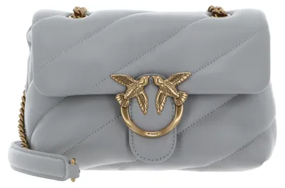 Produktbild von PINKO Leder Umhängetasche Schultertasche Love Puff Mini CL Sheep Nappa Pearl Grey - Antique Gold blaugrau