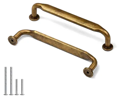 Produktbild von 10 Stück Vintage-Messing Schrankgriffe, 128 mm Lochabstand für Küchenschränke, Robuste Zinklegierung Möbelgriffe für Kleiderschränke, Schubladen und Kommoden