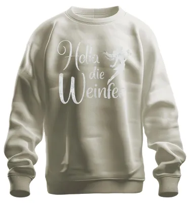 Produktbild von Holla die Weinfee Weinliebhaberin Weinprobe Weinparty Sweatshirt Pullover, Natur, XL