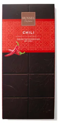 Produktbild von Hussel Edelbitter-Schokolade mit Chili, 80g