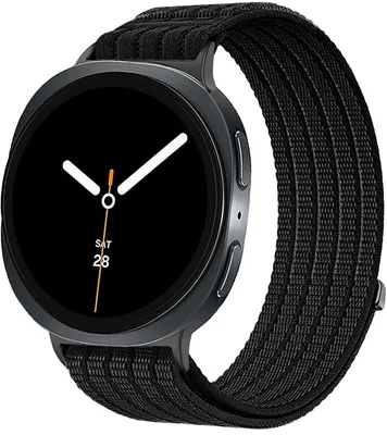 Produktbild von Stravo Uhrenarmband Nylon Sport mit Klettverschluss passend für Samsung Galaxy Watch 9/8 40/44 mm, Watch 8 Classic 46 mm – Schwarz