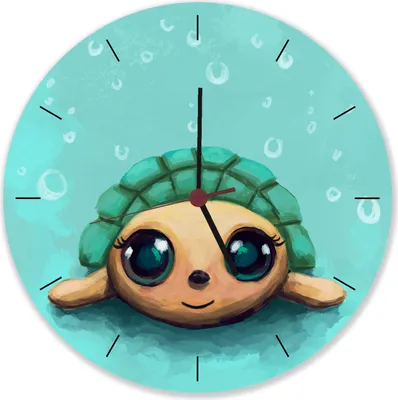 Produktbild von Schildkröte in Wasserfarbenoptik Wanduhr aus Alu