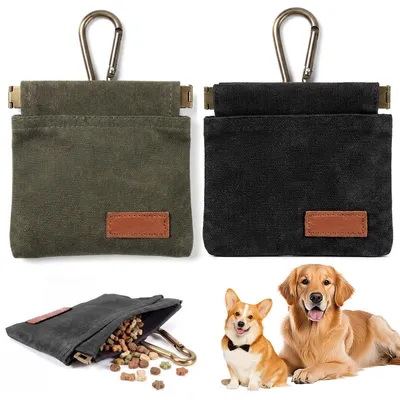 Image de 2 sacs de friandises pour chiens, sacs de nourriture pour l'entraînement canin avec mousqueton, imperméables