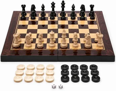 Imagen del producto de Juego de mesa Tavla 3 en 1: ajedrez, backgammon y damas, fabricado en madera