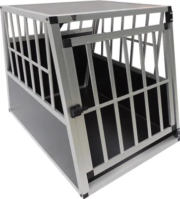 Produktbild von SPOCADO "Villa" Hundetransportbox | 91 x 65 x 69,5 cm | 12 kg | Aluminium & MDF | Stabile Kunststoffecken | Witterungsbeständig | schwarz/grau | SCO-7