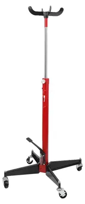 Zdjęcie produktu dla Podnośnik transportowy, maksymalna udźwig 500 kg, regulowana wysokość 113 - 186 cm, wykonany ze stali narzędziowej, napęd hydrauliczny, wymiary 60 x 60 x 113 cm