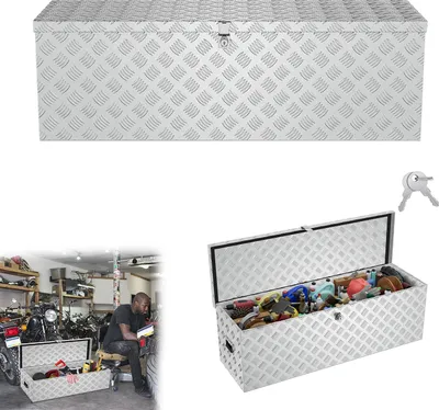 Produktbild von XMTECH Aufbewahrungsbox Alubox 80 Liter Transportbox Werkzeugkiste Aluminiumbox Lagerbox Staukasten Truckbox Anhängerbox Deichselbox mit Schloss,Silber