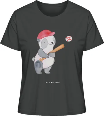 Produktbild von Mr. & Mrs. Panda Damen T-Shirt Panda Baseball spielen Größe S - Anthrazit - Geschenk, shirt, Match, Oberteil, Ballsport, Baseballplatz, Sommershirt, Baseballverein