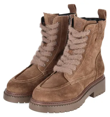 Image de Bottines pour femmes TT. Bagatt, couleur taupe, en cuir velours, taille 39
