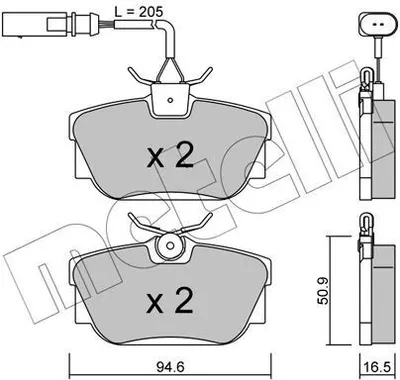 Produktbild von METELLI Bremsbeläge Satz Hinten Bremsklötze für VW Transporter IV Bus (70B, 70C, 7DB, 7DK, 70J, 70K, 7DC, 7DJ) 22-0346-2