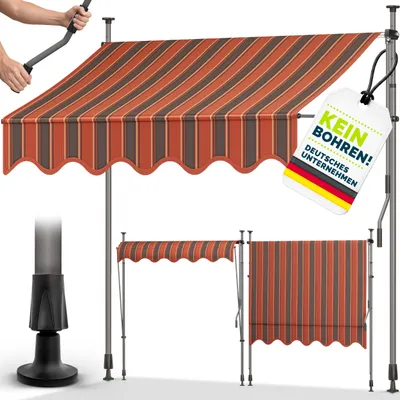 Immagine prodotto di Tenda da balcone Tillvex 350 cm arancione/antracite, a braccio articolato, con fissaggio a morsetto, per balcone, senza forature