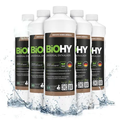 Produktbild von BiOHY Universal Entkalker + Dosierer, Entkalker flüssig, Kalkentferner, 6 x 1 l