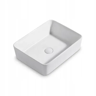 Zdjęcie produktu dla Umywalka nablatowa ceramiczna biała stawiana na blat prostokątna 49x38x14cm