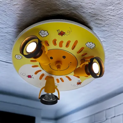 Produktbild von LED Deckenlampe Motiv Sonne, Kinderzimmer & Jungenzimmer, schwenkbar, Ø 35cm