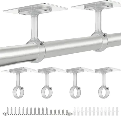 Imagen del producto de Soportes adhesivos para cortinas, 6 unidades, para barras de cortina de 20-30 mm, color mate, sin necesidad de taladrar