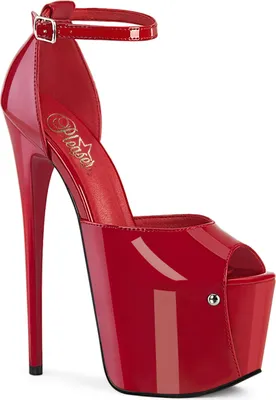 Produktbild von JUBILANT-15 Pleaser Damen High Heels Fesselriemchen Plateausandaletten rot Lack
