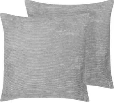 Obrázek produktu pro BELIANI Sada 2 kusů dekorativních polštářů šedý manšestr 45 x 45 cm pruhované moderní minimalistické dekorativní doplňky
