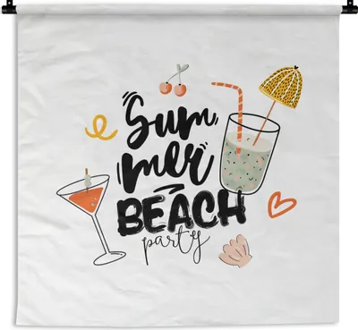 Produktbild von MuchoWow® Wandteppich Wandbehang Cocktail - Regenschirm - Sommer 150x150 cm Tapisserie Dekoration Wandtuch - Wohnaccessoires - Modernes