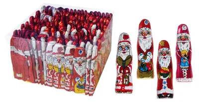 Obrázek produktu pro Čokoládoví Santové Storz volně ložené v průhledné krabičce 770g