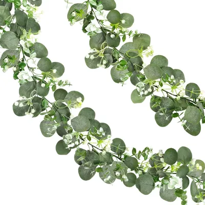 Produktbild von 2 künstliche Eukalyptuskränze, dekorative Eukalyptuskränze von 1,8 m, Hochzeitskränze, Blumenkränze für Hochzeiten, Tischdekorationen, Hochzeitsbögen, Konfirmationen, Kommunionen, Taufen und andere Feierlichkeiten.