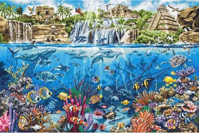 Productafbeelding van Letistitch Kreuzstich Set "Pirateninsel", Zählmuster, 48x32cm