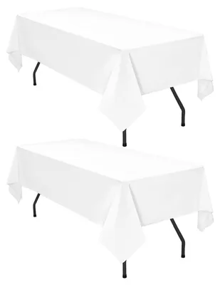 Obrázok produktu pre Obdĺžnikové obrusy, balenie 2 kusov, biela farba, rozmer 153x320 cm, materiál: polyester, vhodné pre stoly s dĺžkou 244 cm (8 stôp)