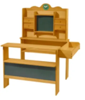 Produktbild von COSTWAY Kinder Kaufladen, Kaufmannsladen mit 5 offene Fächern, 4 Schubladen, Seitentheke & 2 Tafel, Tannenholz, für Kinder 3+ 111x81,5x119cm Gelb