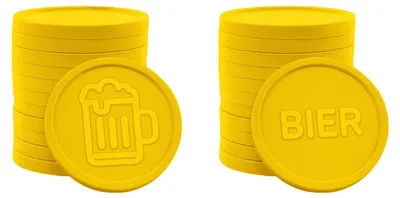 Produktbild von CombiCraft Wertmarken Chips in Gelb mit Bierkrug/BIER Reliefprägung - 1000 Stück
