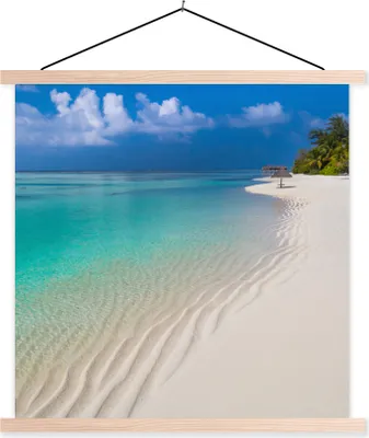 Produktbild von MuchoWow® Textilposter Meer - Strand - Sommer 40x40 cm mit holzfarbenen Rahmen - Posterleiste