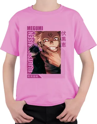 Obrázek produktu pro Jujutsu Kaisen Sukuna Megumi Anime Aesthetics Gloomy Gift Uni dětské tričko, růžová, 152 mm