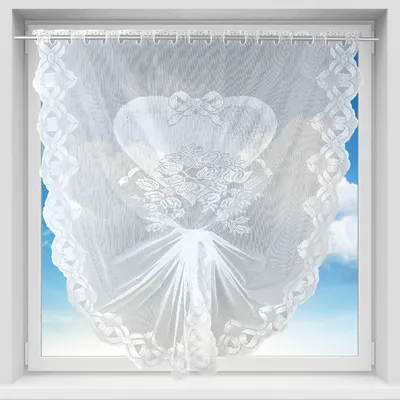 Produktbild von Bistrogardine Herz 100x160 cm – Schwalbenschwanz Halbgardine mit Stangendurchzug, Polyester, Stickerei, Sichtschutz für Fenster