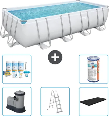 Produktbild von Bestway Rechteckiges Power Steel-Schwimmbecken – 549 x 274 x 122 – Grau – inklusive Pumpe – Leiter – Abdeckung Wartungspaket - Filter