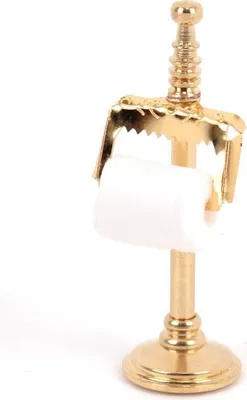 Produktbild von Miniatur Toilettenpapierhalter goldfarben für Puppenhaus Bäder