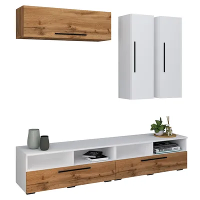 Image de Meubles Meuble Télévision | Mur résidentiel avec espace de rangement suffisant | Mur monté | Dimensions H. 200 x W. 190 x D. 40 cm | Fernseh Furniture – Arila XL