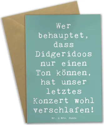 Produktbild von Mr. & Mrs. Panda Beileidskarte Spruch Didgeridoo Konzert - Meeresbrise - Geschenk, einladungskarten, Lernen, spirituell, Musik, Australien, weihnachtskarten, Grußkarten