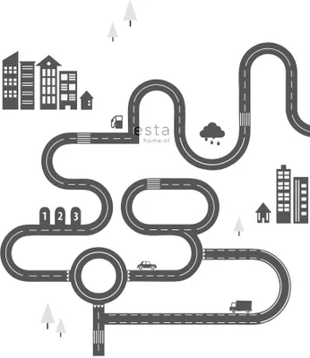 Obrázek produktu pro ESTAhome Černobílá tapeta Drawn Street 139,5 x 279 cm