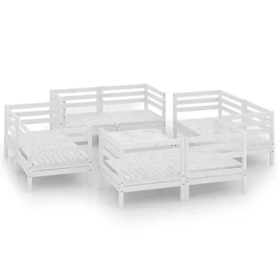 Produktbild von vidaXL 9-tlg. Garten-Lounge-Set Weiß Kiefer Massivholz