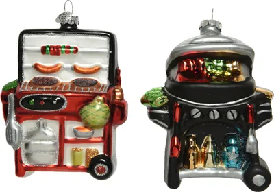 Produktbild von Christbaumschmuck Glas Gasgrill / Kugelgrill 12cm - 1 Stück sortiert