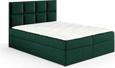 Produktbild von Boxspringbett Kleo 140x200cm dunkelgrün - Stoff Riviera 38