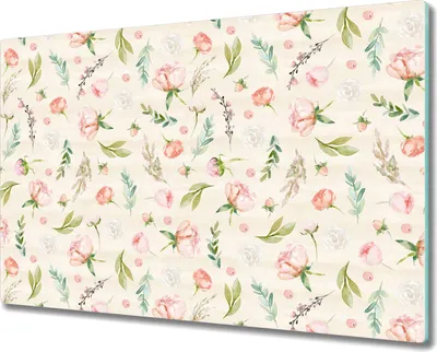 Produktbild von Glas Schneidebrett Herdabdeckplatten Schneideplatten - 80x52 cm - Kleine Blumen